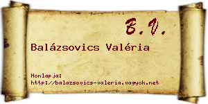 Balázsovics Valéria névjegykártya
